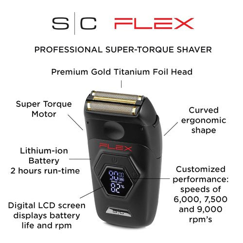 StyleCraft Flex Foil Shaver - Professional Super-Torque Motor with Digital LCD Display & Micro-Trimmer Blade