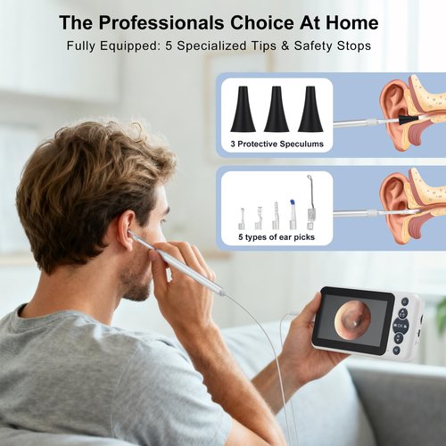 JYTONE Digital Otoscope with 4.5" HD Screen, Ear Wax Removal Tool Kit with Camera, 3.9mm Ear Scope, No App or WiFi Needed, 32GB Card, Visual Ear Cleaner for Adults, Kids & Pets, Photo and Video