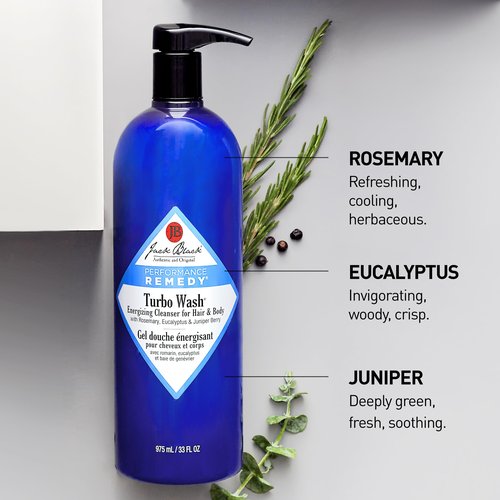 Jack Black Turbo Wash Energizing Body & Hair Cleanser, 10 Fl Oz – Rosemary, Eucalyptus & Juniper Berry – Mens Body Wash, Mens Shampoo, Skin Care, Hair Care, Dual-Purpose Body Wash Men, Sulfate–Free