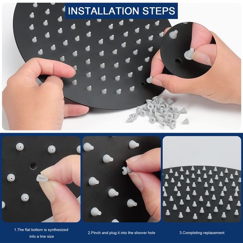 NearMoon Shower Head Replace Parts- 3pcs Shower Nozzle Cleaning Brushes+ 30pcs Silicone Nozzles, Anti-Clogging Cleaning Kit for ShowerHead Replacement, Let Shower Head Keep Working