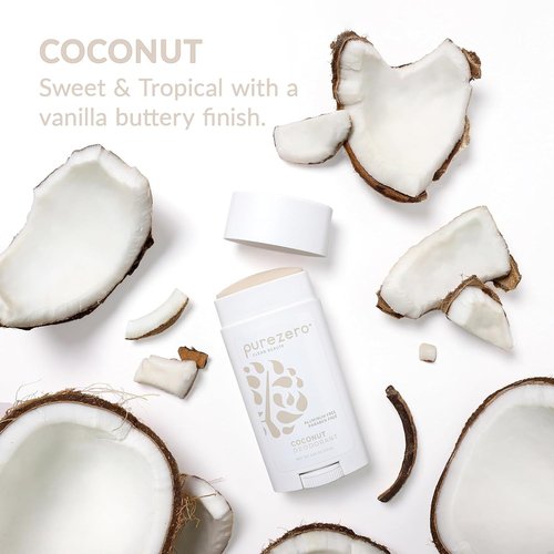 Purezero Deodorant - Coconut Scent | Aluminum & Paraben Free | 24-Hour Odor Protection | Infused with Shea Butter & Coconut Oil (1 Pack)