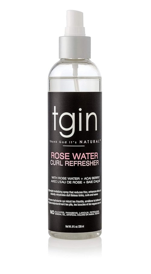 tgin Rose Water Curl Refresher - Moisturizing Curl Spray for Curly & Wavy Hair - 8 Fl Oz