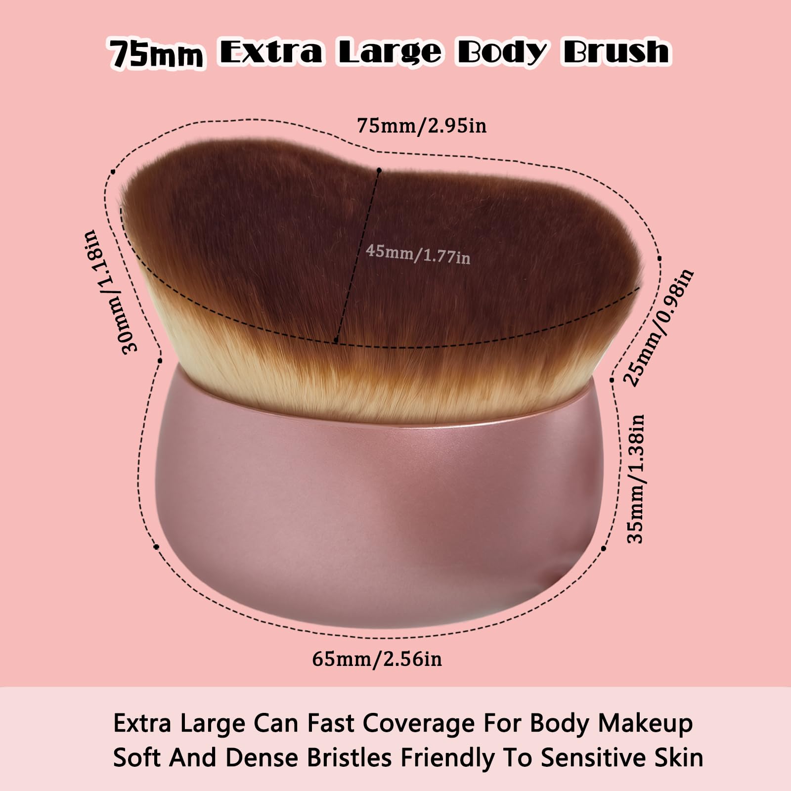 Yoyair Oversize Self Tanner Brush Extra Large Body Makeup Brush, 75 mm Wide-headed Kabuki Brush With Soft Synthetic Hair for Leg Makeup& Bronzer Blend, Provides More Even Application