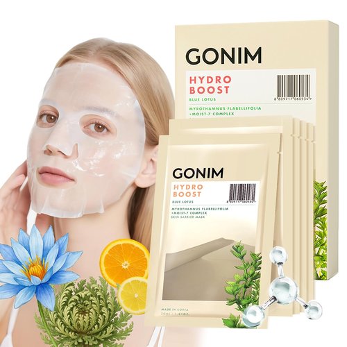 GONIM Korean Face Mask - Hydrating Sheet Masks with Hyaluronic Acid & Vitamin C | 5 Pack for All Skin Types