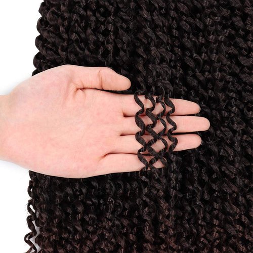 Dorsanee Ombre Chocolate Brown Passion Twist Hair 22 Inch 7 Packs Water Wave Crochet Hair Long Bohemian Curly Braiding Hair for Butterfly Locs, Faux Locs, Boho Style Spring Twist Crochet Braids (T33#)