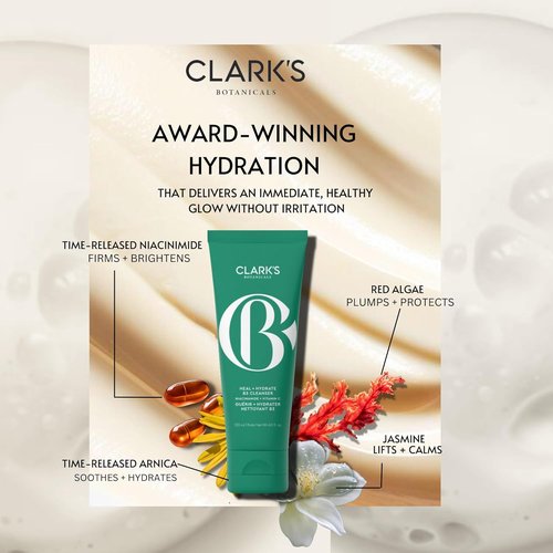 Clark's Botanicals Heal + Hydrate B3 Cleanser - Daily Niacinamide Face Wash with Vitamin C, 4 Oz