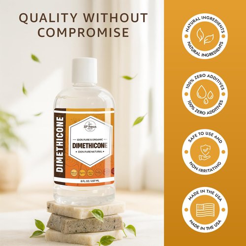33rd Parallel | DIMETHICONE Oil (32 oz) 100% Pure, Cosmetic Grade | Widely Used in Moisturizers, Lotions, Primers, Foundations, Hair Products, Sunscreen, Wound Care | 32 Ounces