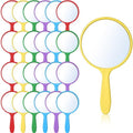 Jetec 25 Pcs Handheld Mirror with Handle, 3.94" L x 2.17" W, Small Portable Round Mirror Bulk for Kids Classroom Travel Makeup Camping Daily Gifts DIY Easter Crafts (Red, Yellow, Blue, Green, Purple)