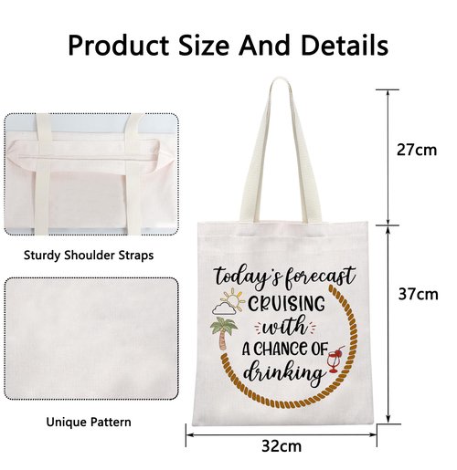 POFULL Cruise Themed Gift Bag - Cocktails, Friends & Groups Cruising Tote