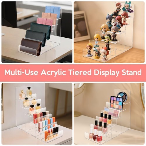Hoceium 2PCS Acrylic Purse Display Stand,6-Tier Wallet Display Stand Purse Handbag Organizer Shelf,Clear Perfume Stand Jewelry Riser Rack,Acrylic Shelf for Cosmetic Perfume Jewelry Sunglasses Handbag