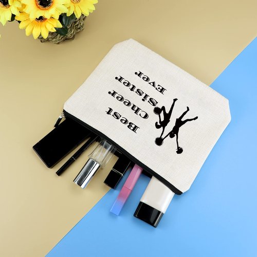 Cheer Gifts Cheer Sister Makeup Bag Gifts for Girls Women Cheerleader Gifts Cheer Team Gift Cheer Friends Friendship Gift Cheerleading Gift Travel Cosmetics Bag Birthday Christmas Graduation Gifts