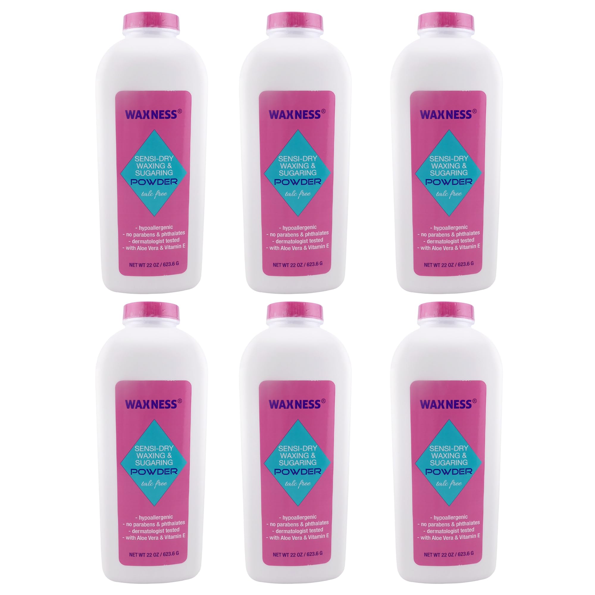 Waxness Sensi-Dry Waxing & Sugaring Powder 22 Oz Pack of 6