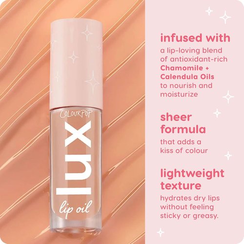 ColourPop Lux Lip Oil - Hydrating Sheer Tinted Lip Oil with Chamomile & Calendula - Soft-Warm Nude (0.16 oz)