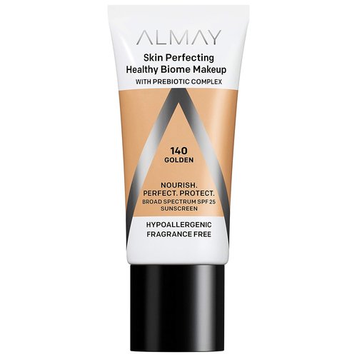 Almay Skin Perfecting Foundation - Healthy Biome Makeup with Prebiotic Complex & SPF 25, 140 Golden, 1 fl. oz.