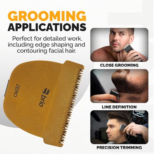Brio Zero Blade Compatible Beardscape V2 & V1 Trimmers, Cuts Extremely Close at 0.2mm, Stainless Steel Blade Perfect for Super Close Cuts, Creating Tight Lines and Cleaning up Mustaches (Gold)