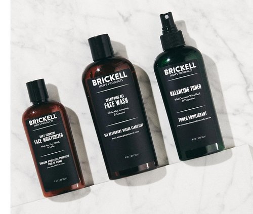 Brickell Men's Daily Face Cleanse - Oily Skin Gel Wash, Alcohol-Free Toner & Moisturizer | Natural & Organic