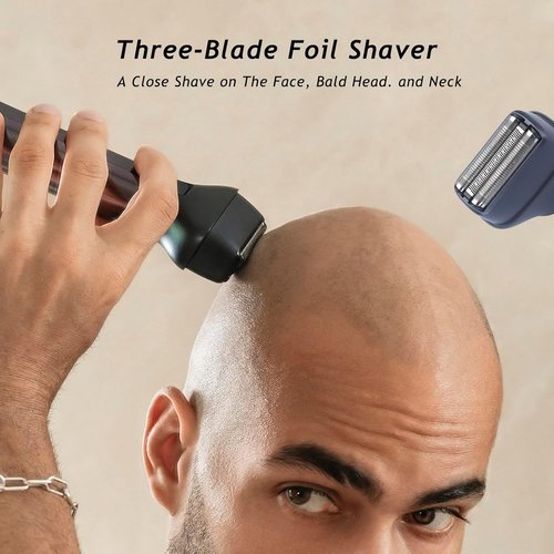 Skiennix Beard Trimmer Set - 3-in-1 Professional Clippers with Foil Shaver & Nose Trimmer | IPX7 Waterproof, 20 Adjustable Settings