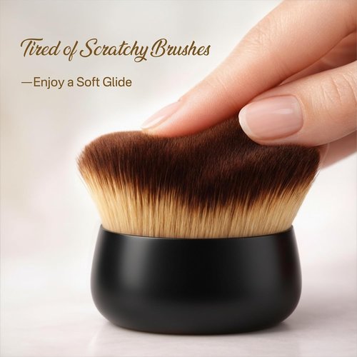 Skiennix Kabuki Self Tanner Brush - Large Vegan Body Makeup Brush for Even Coverage | Black