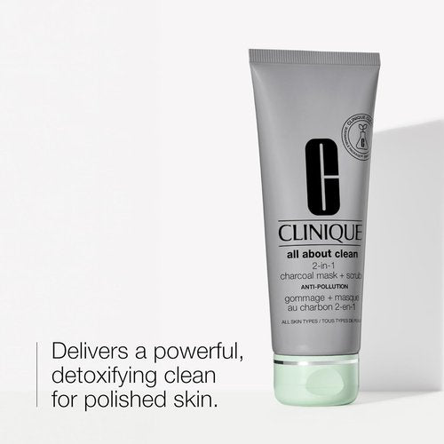 Clinique All About Clean Charcoal Mask Scrub - 2-in-1 Exfoliating Formula, 3.4 oz