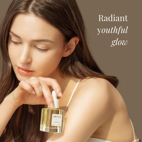 BEIGIC Lucent Oil - Vegan Face Oil Firming Hydrating Serum with Green Coffee Bean, Argan, Rosehip Oils & Squalane for Glowy Skin (0.33 Fl. Oz)