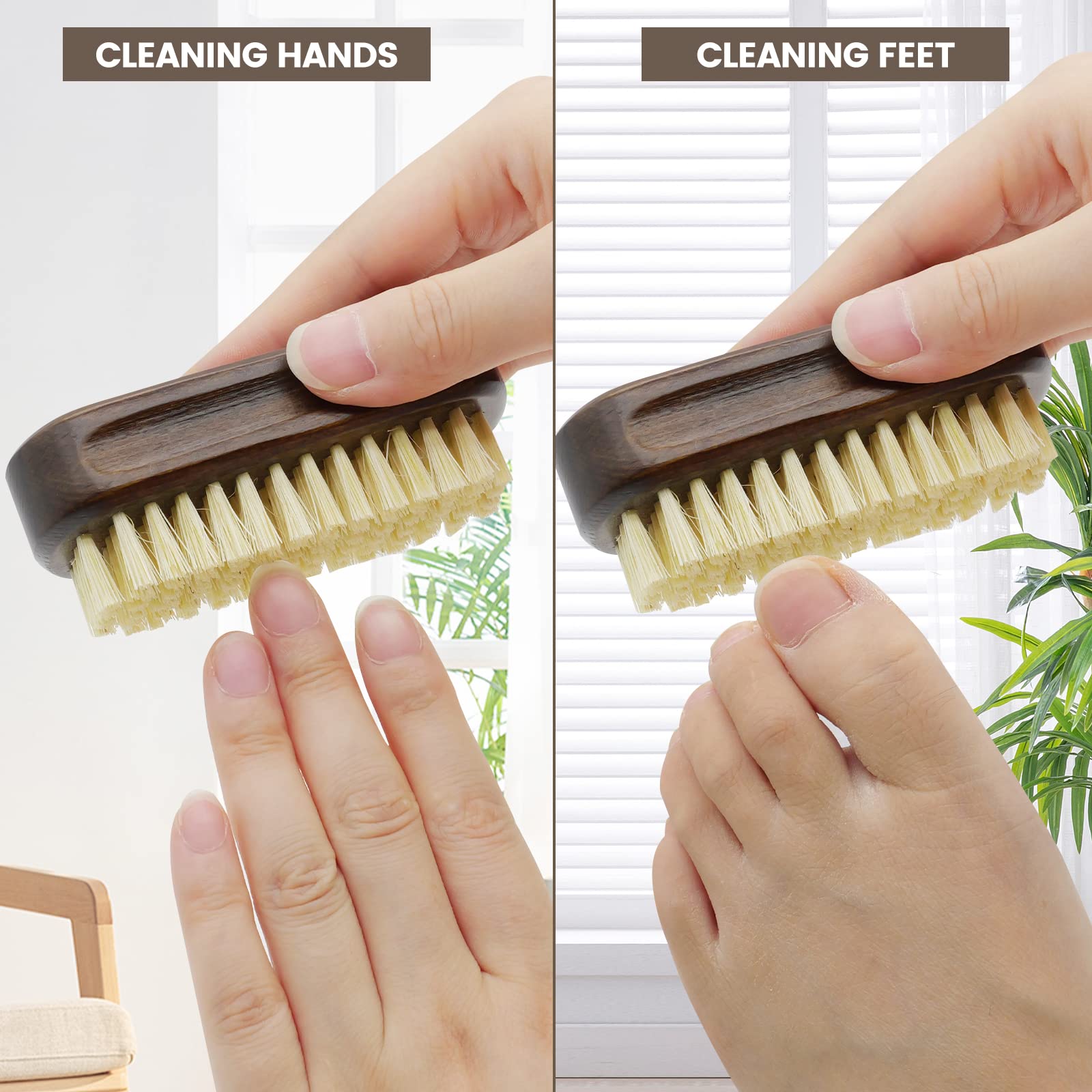 ZP Natural 2pack Nail Brush For Cleaning Fingernails, Wooden Nail Brushes, Vintage Colors Fingernail Brush For Cleaning Nail Scrub Brush Natural Sisal Bristles Are Biodegradable