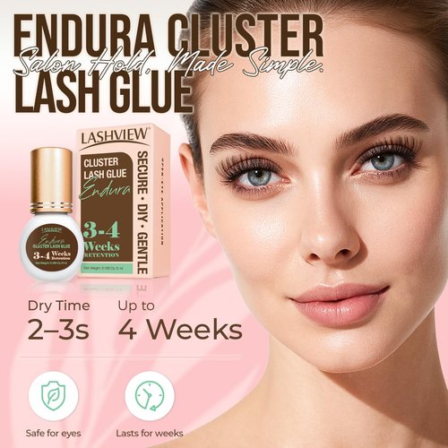 LASHVIEW Lash Cluster Glue Strong Hold, 3-4 Weeks Long-Lasting, Waterproof & Low Irritation, 2-3 Sec Drying Time, for Beginners & Professional Use(5ml)