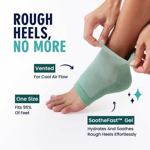 Dr. Frederick's Moisturizing Heel Socks - Olive Oil & Vitamin E Infused for Cracked Heels - 2 Pairs - Green Aloe