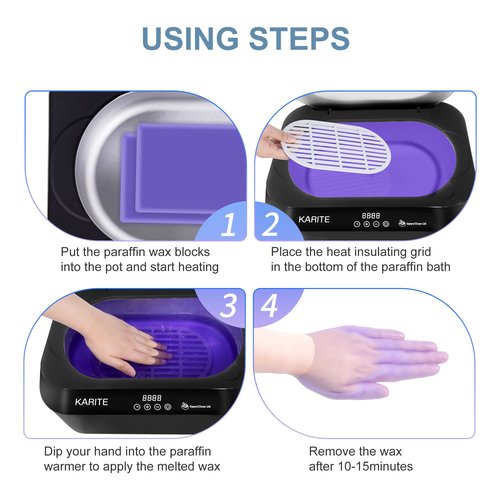 KARITE Paraffin Wax Machine for Hands and Feet with Auto Open Lid, Paraffin Bath,20Min Fast Wax Meltdown, Precision Temperature Control, 4500ml Paraffin Warmer with 8Pack Refills