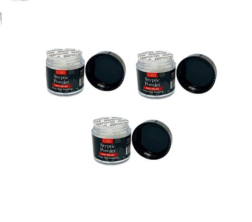 Styptic Powder Jars – Professional Grooming First Aid for Shaving Nicks, Razor Cuts & Razor Burn – Quick Healing Blood Stop Powder, 3 Pack (.18 oz Each)