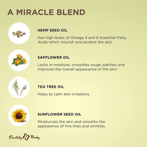 Earthly Body Miracle Oil - Nourishing Tea Tree Creme with Hemp Seed & Safflower Oils | 4 oz - 100% Vegan, Cruelty-Free