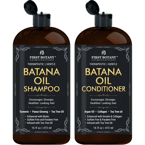 Batana Oil Shampoo & Conditioner - Sulfate-Free Formula for Hair Growth & Dandruff Relief - 16 fl oz x 2