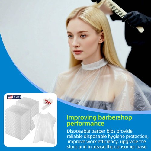 100 PCS 62X51 Inch Disposable Barbershop Capes,Disposable Hair Salon Capes, Clear Plastic Hair Dye Cape for Barbershop Hair Dye Washing
