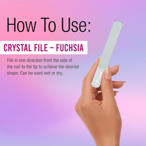 Nail Tek Crystal File - Durable Glass Nail File with Case, Gentle for Natural Nails, Mini 3” Fuchsia