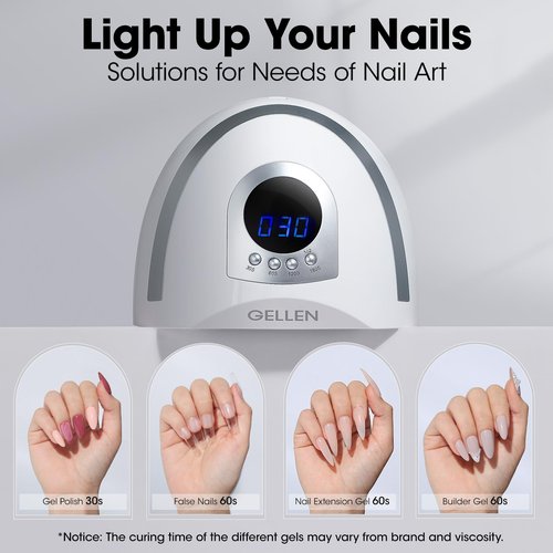 Gellen UV Nail Lamp, 268W UV LED Light for Nails of Finger Toe, Professional Fast Curing Nail Dryer for Gel Nail Polish, 66 LED Beads and 4 Timers
