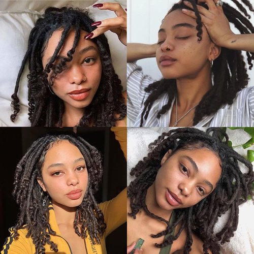 Vecago 12 inch 30 Strands Loc Extensions Human Hair Curly Ends, 0.4cm Width Soft Human Hair Dreadlock Extensions Shoulder Curly Dreads Locs Hair(1b)