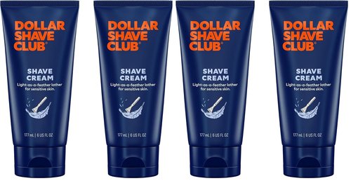 Dollar Shave Club | Hydrating Shave Cream for Sensitive Skin - 6 Ounce (Pack of 4)