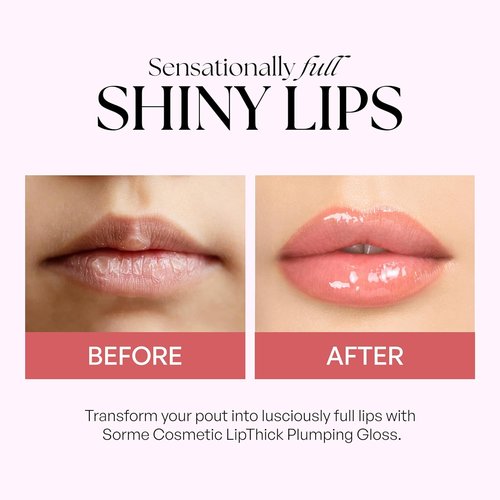 Sorme' Lip Thick Plumping Gloss - Bloom Shade for Fuller, Hydrated Lips | Long-Lasting Shine