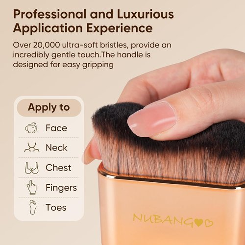 Skiennix Professional Kabuki Foundation Brush - Versatile Makeup Tool for Cream, Powder & Self-Tanning | Pink Gold
