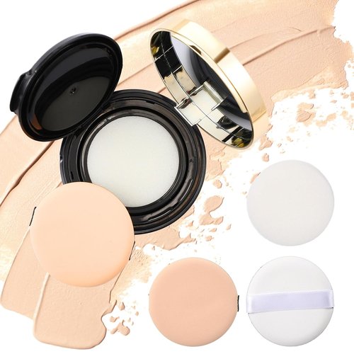 Patelai 7 Pcs Black Makeup Sponge Holder - Portable Refillable Foundation Container with Extra Sponges & Mirror