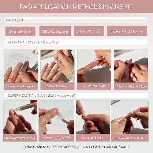 Celebritips Press On Nails - Salon U-ltimate™ | Sheer Milk, Extra Short Almond Nails, Reusable | 16 sizes - 32 Nails Kit with Glue and Sticky Tabs