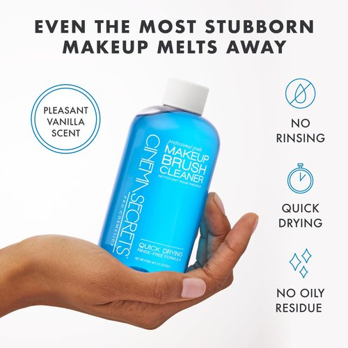 Cinema Secrets Makeup Brush Cleaner - Quick-Drying & Rinse-Free Solution Combo | 16 fl oz & 2 fl oz