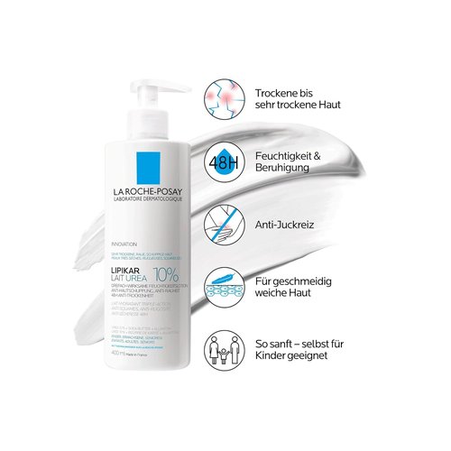 La Roche-Posay Lipikar Urea 10% Body Lotion - Smoothing Formula for Dry, Rough Skin with Shea Butter & Allantoin