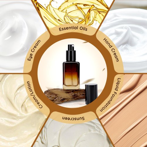 Segbeauty 2pcs 50ml Empty Refillable Glass Pump Bottle, 1.69oz Glass Containers Dispenser Gradient Brown Empty Bottles Travel Size Lotion Bottle with Pump for Essential Oil Blends Cream Lotion
