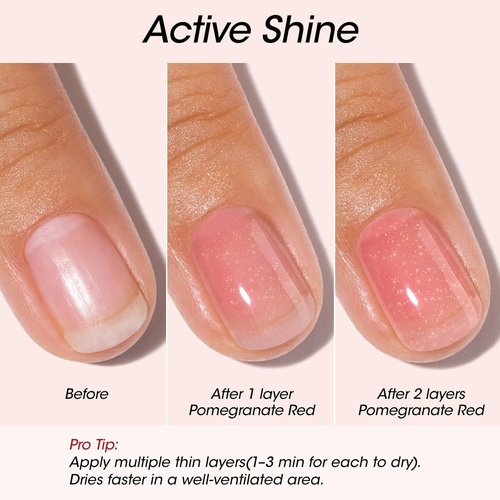 Gellen Active Glow Nail Polish - One Step Ridge Filler & Strengthener with Pomegranate Seed Oil | Ultra-Glowy Rose Shine, 0.54 Fl Oz