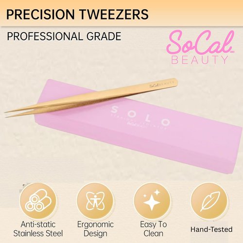 SOLO Straight Tip Lash Tweezer for Eyelash Extensions | Rust-Resistant Eyelash Tweezer for Isolation & Classic Lash Application | Professional Tweezers for Eyelash Extension & Lash Artists