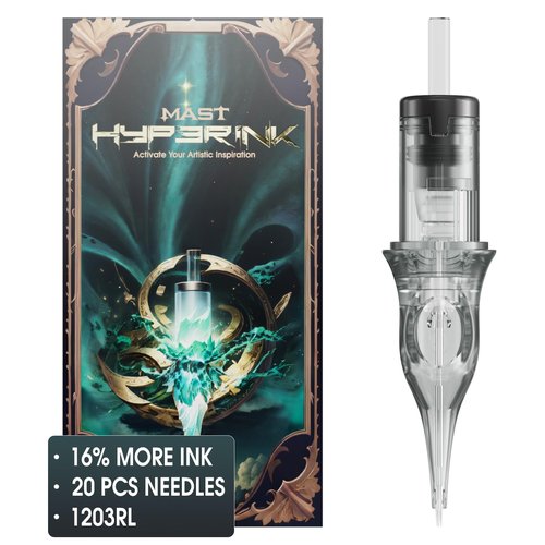 Mast Hyperink Tattoo Needles Cartridges Pro Round Liner 1203RL Larger Ink Storage for Tattoo Artists