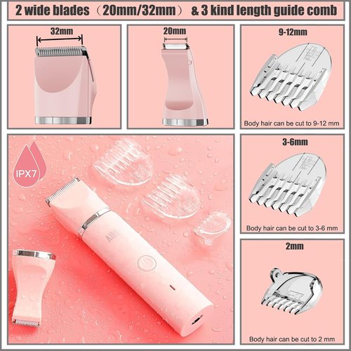 AIBRIT PRO Electric Bikini Trimmer - 2-in-1 Painless Hair Removal Razor with Waterproof Design & 2 Heads