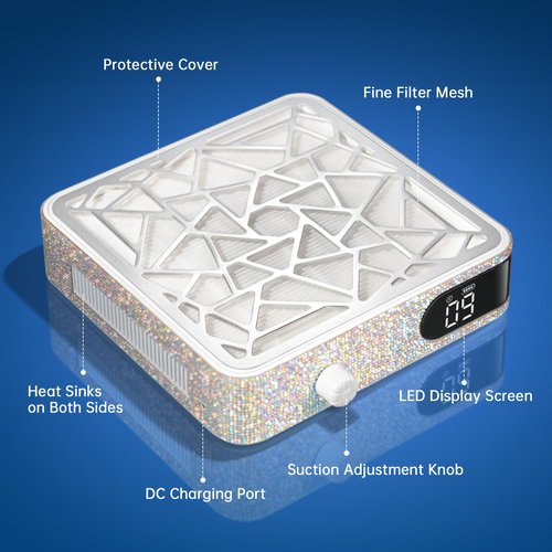 CHRISTINE SHELLY Nail Dust Collector, Powerful Vacuum Fan Vent Dust Collector Extractor Dust Suction Machine for Acrylic Nails Polishing, Nail Salon&Home, AB Diamond