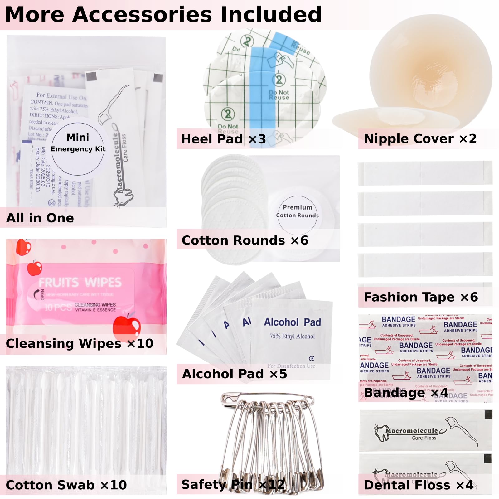 Wedding Day Emergency Kit for Bride, 39 Pc Essential Items for Brides Daily Use Women Wedding Gift, Travel Kit Personal Care Survival Set with Bride Makeup Bag - Wedding Emergency Kit Supplies (Pink)