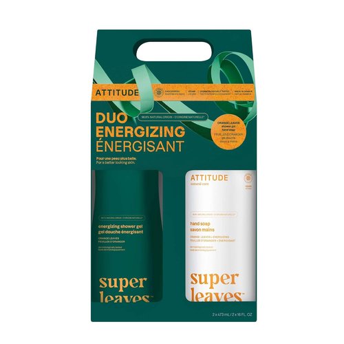 ATTITUDE Body Wash & Hand Soap Set - EWG Verified Vegan Duo | Energizing Orange Leaves, 16 Fl Oz Each
